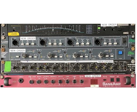 NEW ORDER AUDIO EQUIPMENT IN RACK WITH FLIGHT CASE. To include KORG DT-1 PRO Digital Tuner Serial#: 904793, BSS AR-416 4CH AC