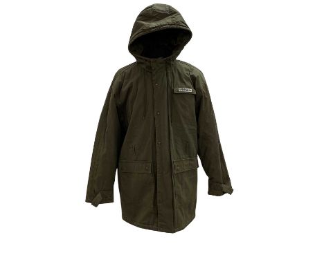 ADIDAS SPONSORED KHAKI PARKA. Size L, in lighter army green. Given to and worn by Hooky.Luckily I didn’t write MUFC on the sl