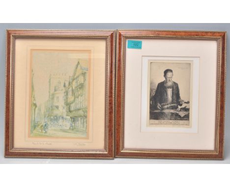 Nathaniel Sparks 1880-1956 - An etching after Nathaniel Sparks depicting a Violin repairer in Bristol (signed in pencil), tog