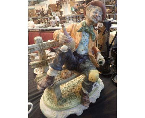 Capodimonte large figurine Tramp on a Bench H: 40 cm