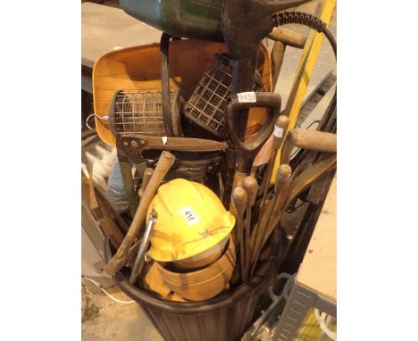 Quantity of gardening tools pots bird feeders etc