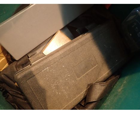 Assorted tools including calipers micrometer sockets etc