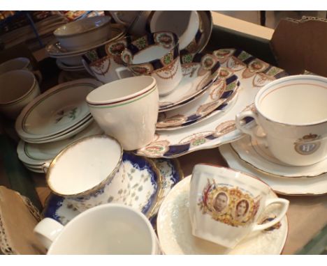 Box of mixed ceramic tea sets including trios 