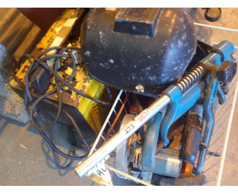 Arc welder mask skill saw drill stand and other tools 