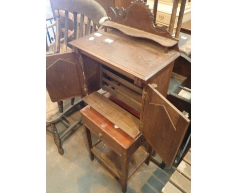 Stickstand and wall mirror cupboard shelf mirror sidetable small cupboard with fold out interior etc