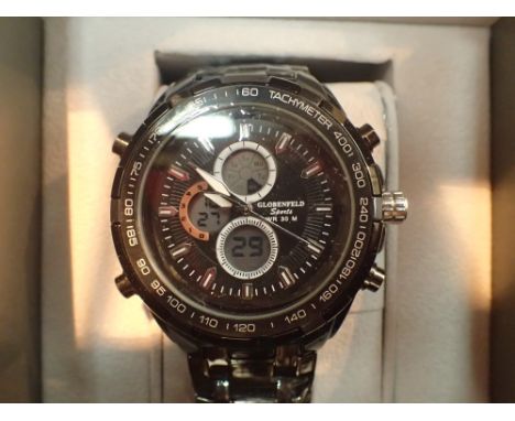 New old stock Globenfeld gents wristwatch on ceramic bracelet