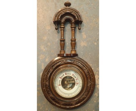Victorian aneroid barometer with ceramic face 