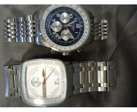 Rotary Gent's stainless steel wristwatch - Crack on glass front. along with a D & G 'time 4 leisure' wristwatch A/F