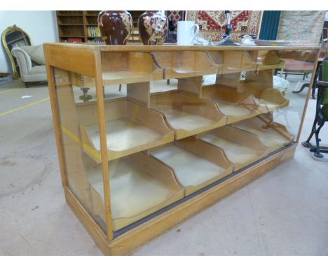 Light oak framed Haberdashery counter with 12 fitted drawers