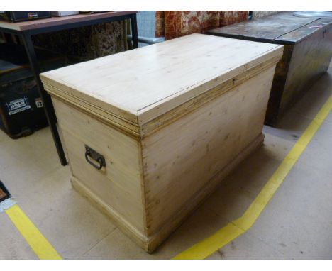 Antique pine wooden trunk