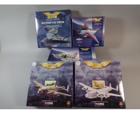 A Collection of Five Boxed Corgi "The Aviation Archive" Model Aircraft to Include AA3320 McDonnell F-4N Phantom II 151000-U.S
