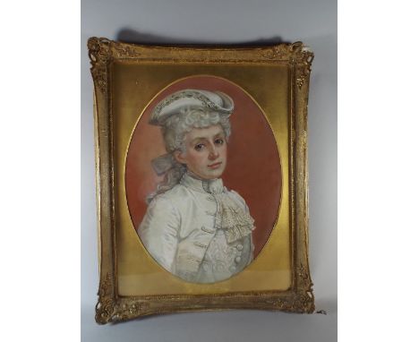 A 19th Century Pastel Portrait of A Young Gentleman in Gilt Frame. Painting 60 Cm High. 