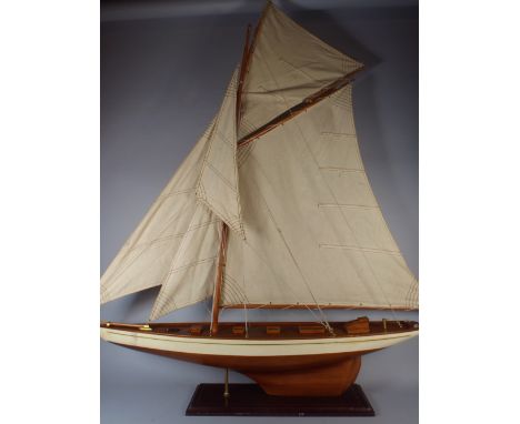 A Scale Model of an Vintage Americas Cup Yacht in Full Sail. 104cm Long 113cm High 