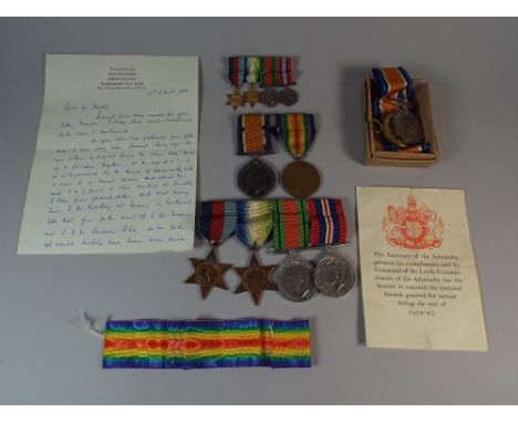 A Collection of First and Second World War Medals Awarded to Lieutenant A.L.S Harris, Royal Marines and PTE W. Stephen, North