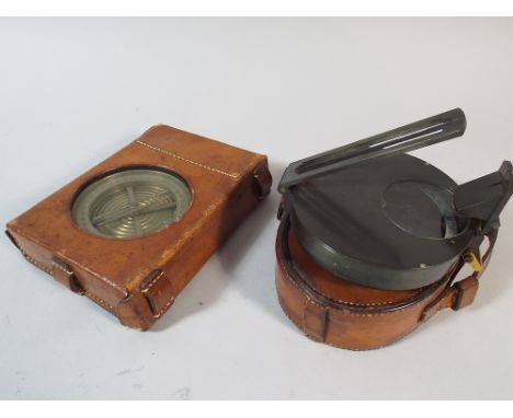 Two Leather Cased Scientific Instruments, Dampened Hand Compass Inscribed FW Breithaupt and Son, Cassel and a Sighting Compas
