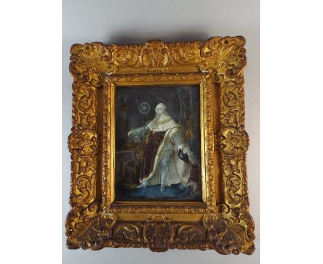 A 19th Century Gilt Framed Full Length Portrait of Louis XVI on Ivory. 20x15.5cm