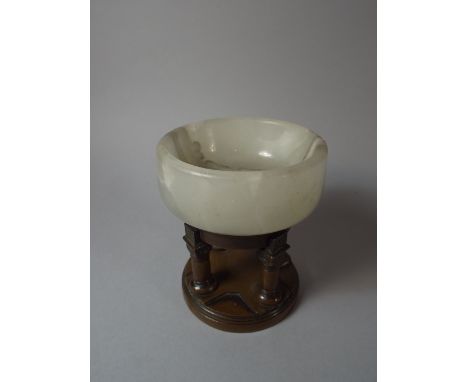 A Late 19th Century Viennese Bronze and Banded Agate Model of an Ancient Church Font. 10cm High