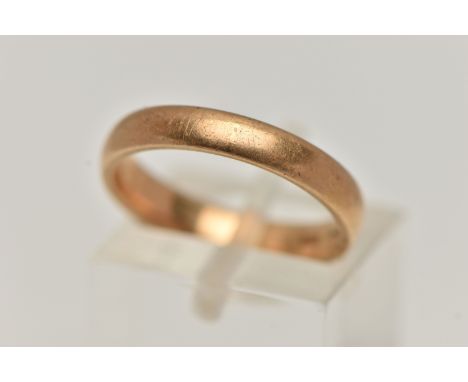 A 22CT GOLD POLISHED BAND RING, approximate band width 3.7mm, hallmarked 22ct Birmingham, ring size K, approximate gross weig