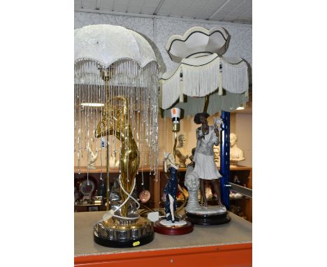 THREE LARGE FIGURAL TABLE LAMPS, comprising a Capo-Di-Monte Florence limited edition lamp designed by Giuseppe Armani 2081/50