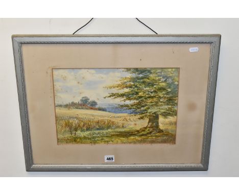 SIX OILS AND WATERCOLOUR PAINTINGS, comprising R. Warren Warren (19th/20th Century) a landscape depicting a harvesting scene,