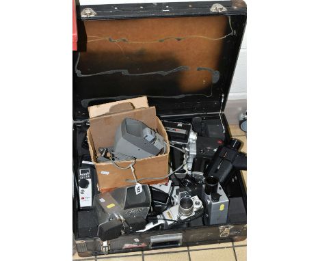 A QUANTITY OF VINTAGE CINE FILM EQUIPMENT, to include Eumig, Kodak and Argus cameras, editing machines, Chinon projector and 