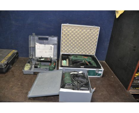 THREE CASED BOSCH POWER TOOLS comprising of an Xcel PBH SDS hammer drill, a PSR 7,2VES cordless drill with one battery and ch