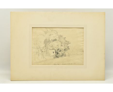 CORNELIUS VARLEY (1781-1873) 'THORN TREE, IRELAND', a sketch depicting a figure standing on a road before a cottage obscured 