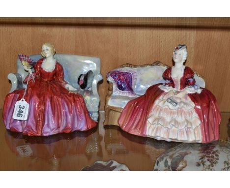 TWO ROYAL DOULTON FIGURINES, each seated on a sofa, comprising Belle O' The Ball HN1997, and Sweet and Twenty HN1298 (2) (Con