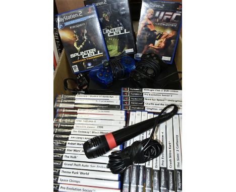 PLAYSTATION 2 CONSOLE AND GAMES, including Splinter Cell, Grand Theft Auto San Andreas, Super Monkey Ball Deluxe and Burnout 