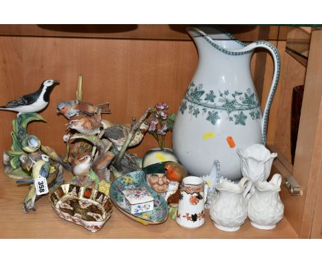 A GROUP OF BIRD FIGURINES AND CERAMICS, comprising  Coalport British Bird Series limited edition 'Blue Tit' 337/750, 'Song Th