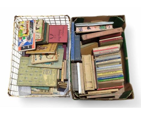 A collection of vintage 20th century children's books, largely the first half of the century, two scrap books from the same t