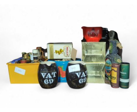Two Wade VAT 69 water jugs together with miniature spirit bottles and other similar items