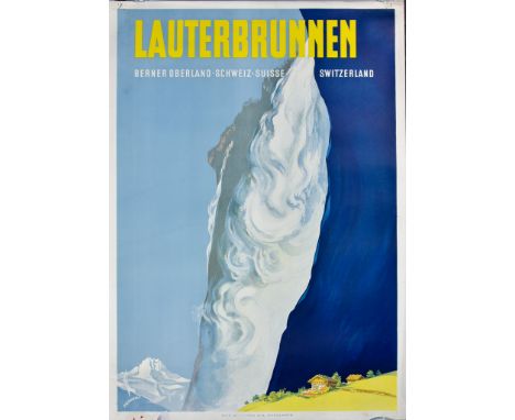 Martin Peikert (1901-1975) – Lithograph in colours – Poster – “Lauterbrunnen” (1936), printed by Otto Schuaffli A. G, Interla