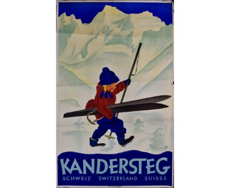 Willy Trapp (1905-1984) &ndash; Lithograph in colours &ndash; Poster &ndash; &ldquo;Kandersteg Switzerland&rdquo; (1933), pos