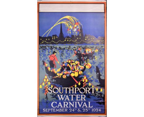A. E. Halliwell (1905-1987) &ndash; Lithograph in colours &ndash; Poster &ndash; &ldquo;Southport Water Carnival&rdquo; (1924