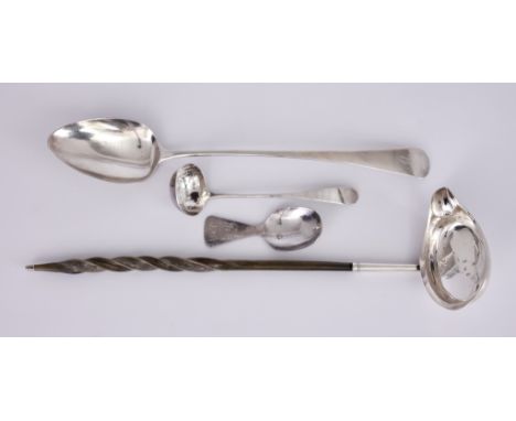 A George III Silver Old English Pattern Gravy Spoon and Mixed Silver,&nbsp;the spoon by Jonathan Perkins I, London 1801, init