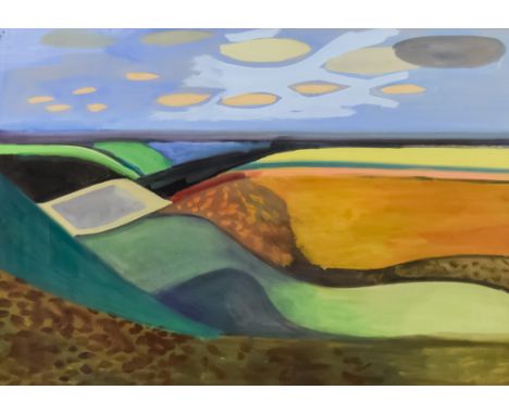 ***David Gommon (1913-1987) - Gouache - "Melbury Hill", signed and dated '70, 15ins x 21ins, framed and glazed
Note: Ink anno