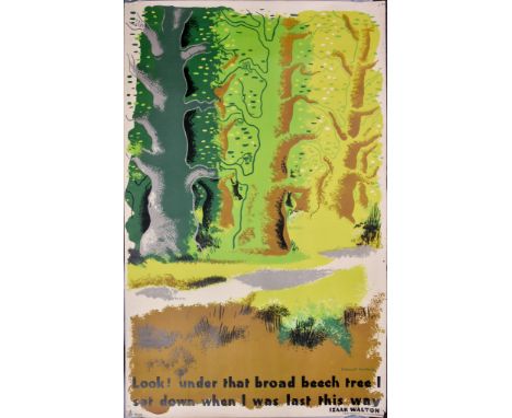 Edward McKnight Kauffer (1890-1954) – Lithograph in colours – Poster – “Look! Under The Broad Beech Tree” (1932), poster desi