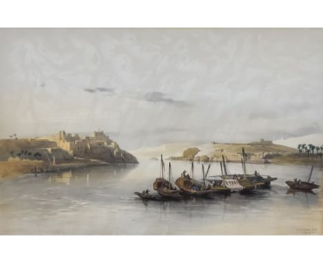 David Roberts (1796-1864) - Lithograph in colours - "General View of Esouan and The Island of Elephantine", published 1848, 1