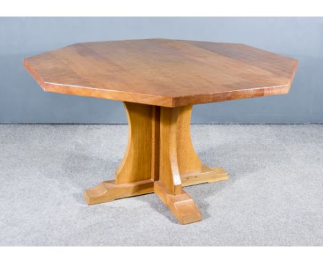 An Albert "Eagleman" Jeffray of Sessay Octagonal Dining Table, with adzed top, on cruciform base with stepped oblong supports