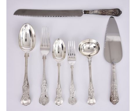 An Edward VII Silver Kings Pattern Part Table Service,&nbsp;mostly by William Hutton &amp; Sons, London 1900 and 1901, compri