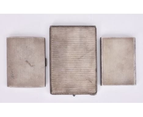 Three George V Silver Rectangular Cigarette Cases, and Mixed Silverware, one case by Asprey&nbsp;London 1925, with patent sli