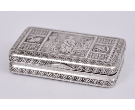 An Austrian Silver and Silver Gilt Rectangular Snuff Box,&nbsp;with makers mark LK,&nbsp;the whole chased and cast with a fem
