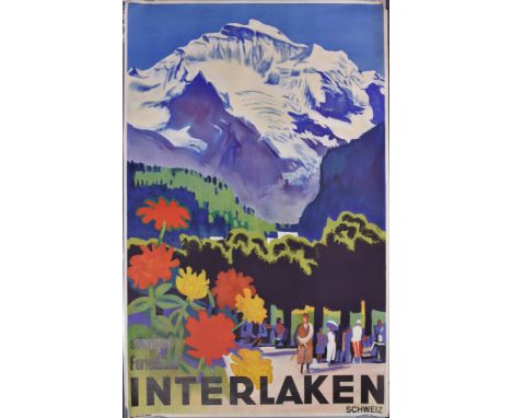 Otto Baumberger (1889-1961) &ndash; Lithograph in colours &ndash; Poster &ndash; &ldquo;Interlaken Sonniges Ferienland&rdquo;