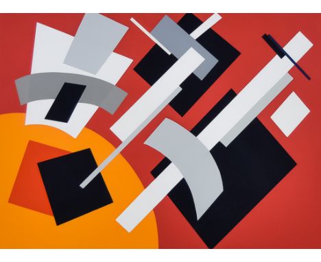 Nadia Chodasiewicz-Leger (1904-1982) - Limited edition lithograph in colours - Abstract in red, white, grey, orange and black