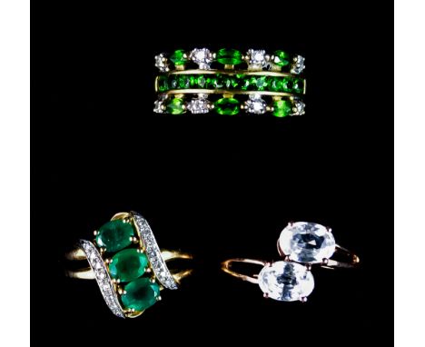 Three Faceted 9ct Gold Gem Set Rings, Modern,&nbsp;sizes N, L and K, total gross weight 7.9g