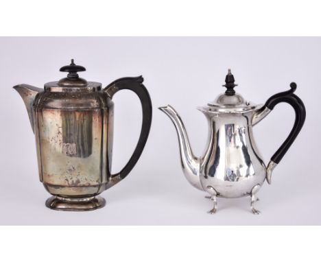 A Late Victorian Bachelor's Silver Coffee Pot, and a George V Silver Hot Water Pot, the coffee pot&nbsp;by J.H.P., Birmingham