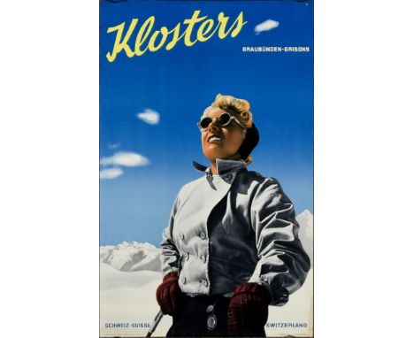 Andres Pedrett (1892-1977) &ndash; Lithograph in colours &ndash; Poster - &ldquo;Klosters, Graubunden-Grisons&rdquo; (1943), 