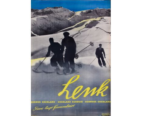 Ernst Bocchetti & Adolf Schaer (1894-1952) – Lithograph in colours – Poster – “Lenk” (1947), printed by Adolf Schaer, Thun, 3