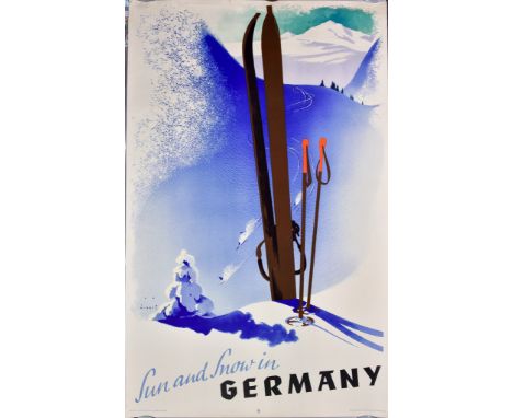 Jupp Wiertz (1888-1939) – Lithograph in colours – Poster – “Sun And Snow In Germany” (1927), poster for German Rail Tourism C